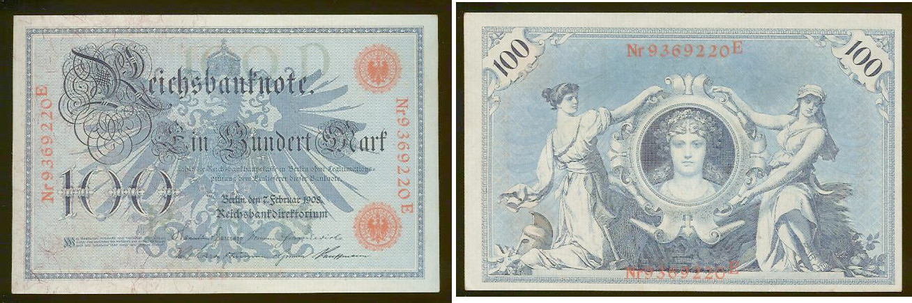 100 Mark ALLEMAGNE 1908 P.033a SUP+